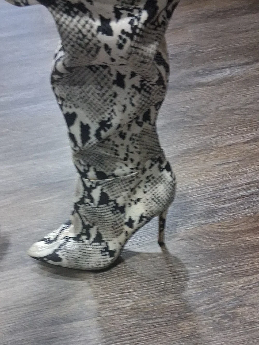 Jessica Simpson Black & White Python-Print Over-the-Knee Stiletto Boots